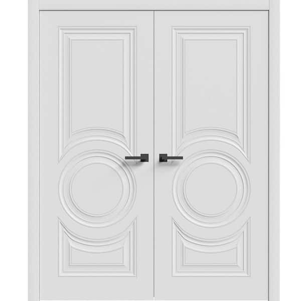 7801 60 in. x 84 in. Sold Core White Color Wood Interior Door Kit with Quick Assemble Jamb