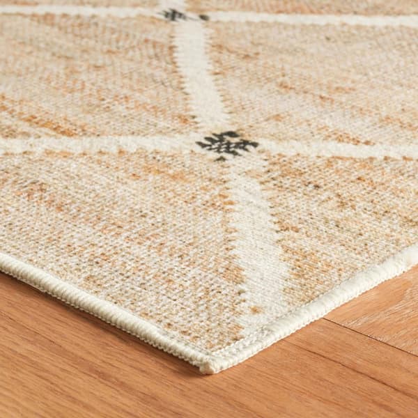 Kali Machine Washable Natural 9 ft. x 12 ft. Indoor Area Rug