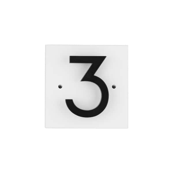 Floating Stand-Off 1-Number Horizontal Sign, White /w/ Black Mondern Font Number