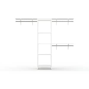 48 in. W to 92 in. W White Closet Shelf Tower with Shelf and Rod Extensions Wood Closet System