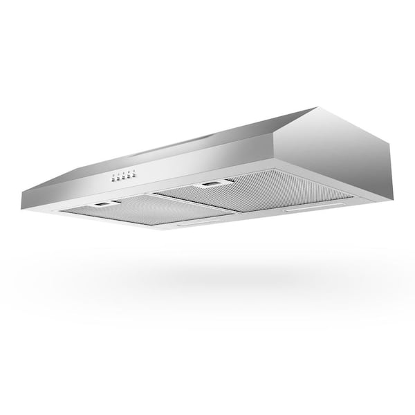 Velivi 30 in. 600 CFM Convertible Ductless Under Cabinet Range Hood with 3 Speed Exhaust Fan and 2 LED Lights, Stainless Steel, Silver