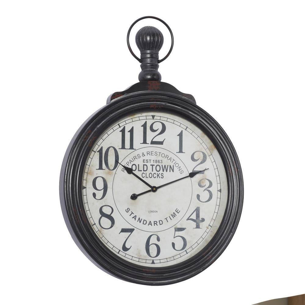39" Brown MDF Vintage Pocket Watch Wall Clock
