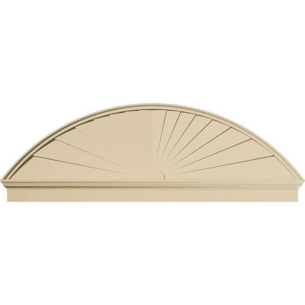 Ekena Millwork 78 in. W x 26-3/8 in. H x 2-3/4 in. P Segment Arch Sunburst Signature Urethane Combination Pediment, Primed Tan