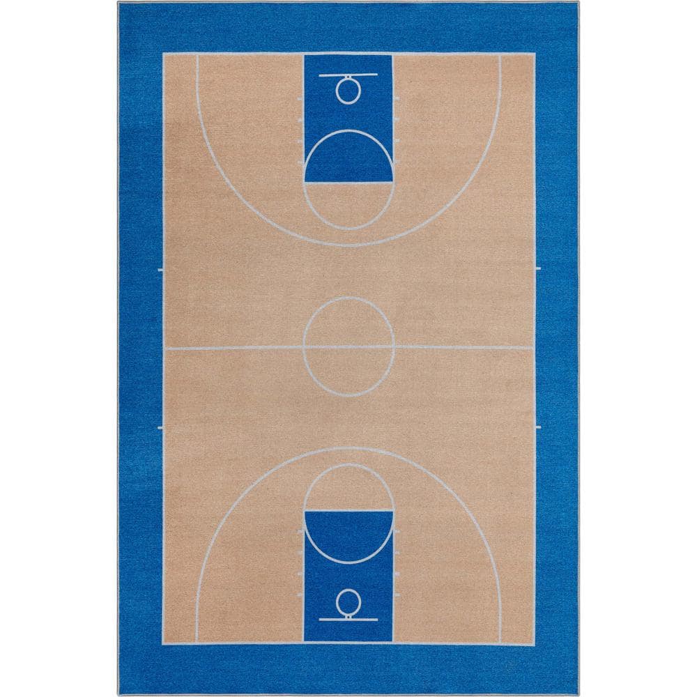 Apollo Basketball Modern Sports Tan Blue 5 ft. x 7 ft. Area Rug price history on PriceWatchPro