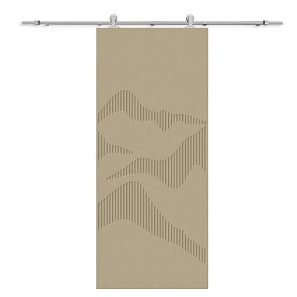 CALHOME 30 in. x 80 in. Unfinished Composite MDF Paneled Interior Sliding Barn Door with Hardware Kit