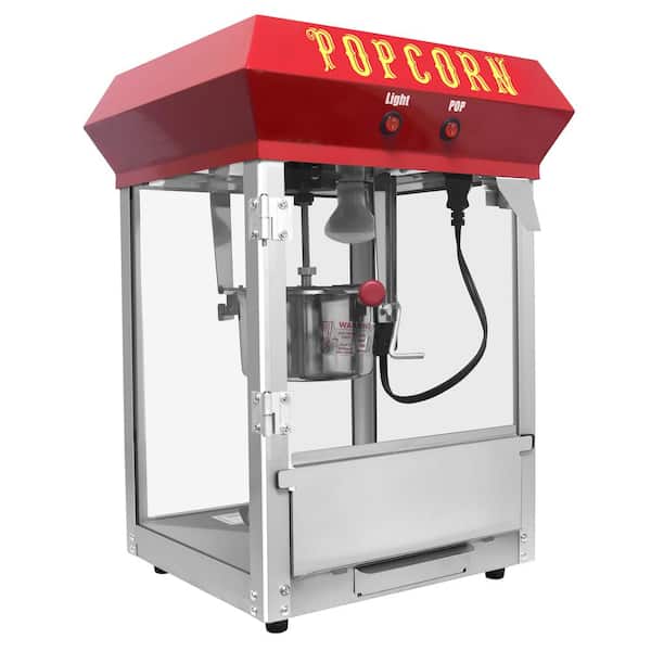 800-Watt 4 oz. Red Countertop Popcorn Machine with 1/2 Cup Measuring Cup Tablespoon Popcorn Scoop