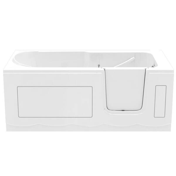 Nova Heated Step-In 5 ft. Walk-In Non-Whirlpool Bathtub in White with Chrome Trim