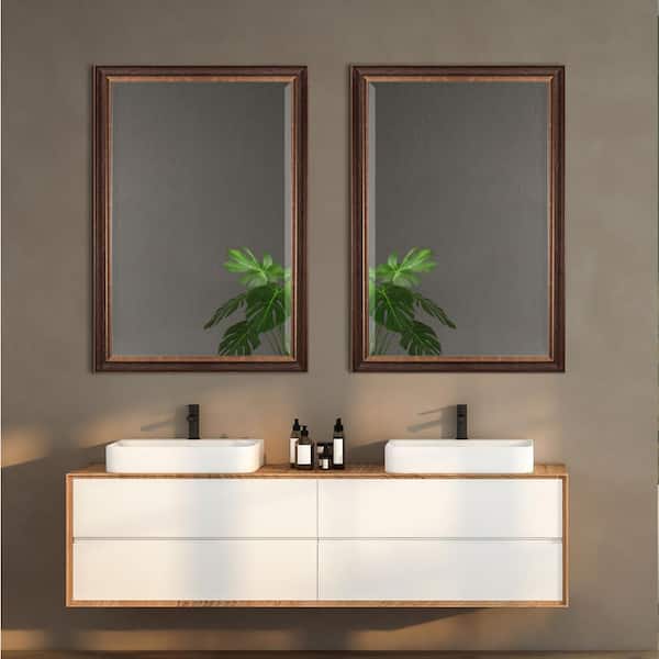 Miroir Mural Rectangulaire 24x32 Pouces, Finition Bronze Brossé, Aluminium, Salle De Bain