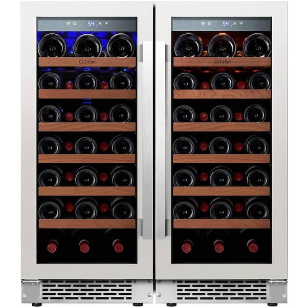 Ca'Lefort 30 in. Dual Zone Cellar Cooling Unit 66-Bottles Wine Cooler Built- in Side-by-Side Refrigerators Frost-Free in Black