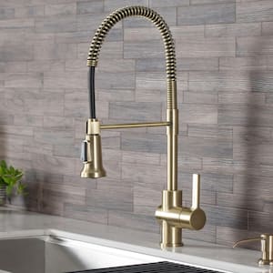 Britt Single-Handle Pull Down Kitchen Faucet with Dual Function Sprayer in Brushed Gold