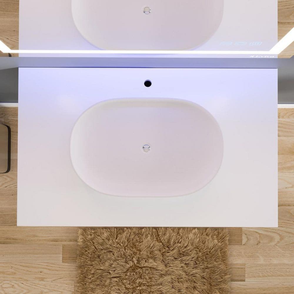 Santa Monica 36" White Oak Wall-Mount Vanity with Vessel Sink