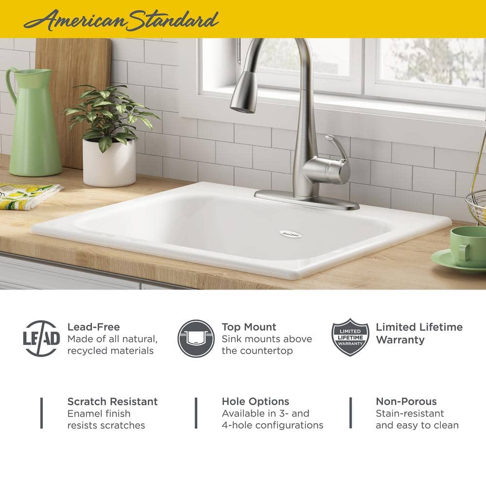 Quince 25'' White Cast Iron Single Bowl Drop-In Sink