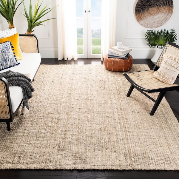 Natural Fiber Ivory 11 ft. x 15 ft. Woven Cross Stitch Area Rug