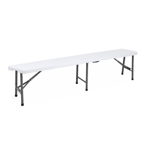 Unbranded 6 ft. Plastic Folding Outdoor Ottoman with Carrying Handle, Portable Outdoor Bench for Picnic Camping Dining Party