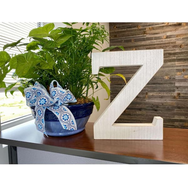 HomeRoots 16 in. Distressed White Wash Wooden Initial Letter Z Specialty Sculpture