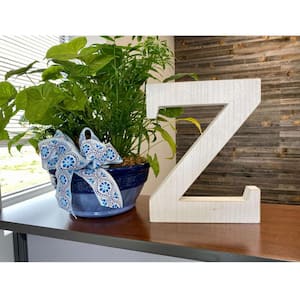 16 in. Distressed White Wash Wooden Initial Letter Z Specialty Sculpture