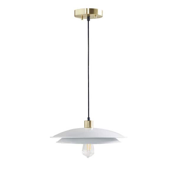 IHOMEadore 60-Watt 1 Light White Pendant Light with 2-Tier