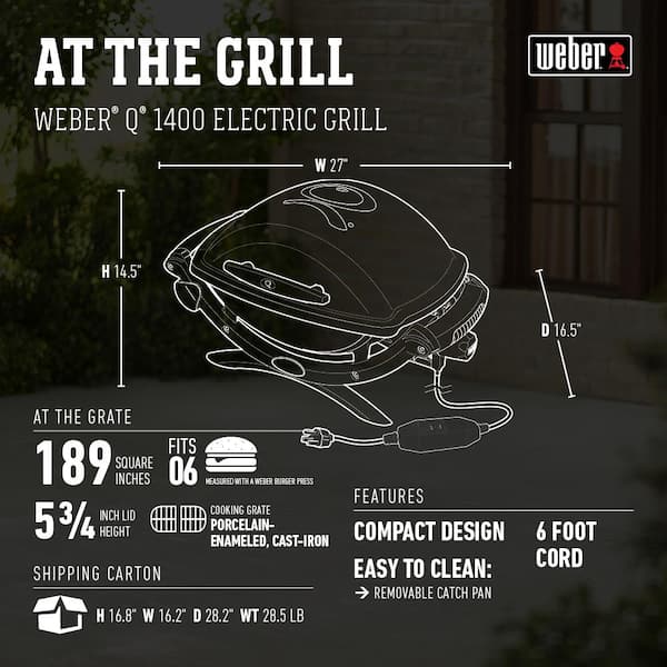 Weber Q 1400 1-Burner Portable Electric Grill 52020001 - The Home Depot