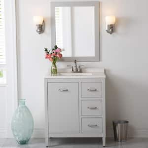 Marrett 31 in. W x 19 in. D x 38 in. H Single Sink  Bath Vanity in Light Gray with Snow Engineered Solid Surface Top