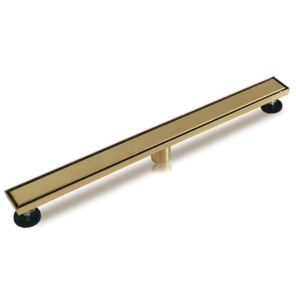 36-Inch Gold Stainless Steel Linear Shower Drain with Tile Insert
