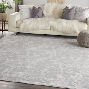 Whimsicle Grey 7 ft. x 10 ft. Floral Contemporary Area Rug
