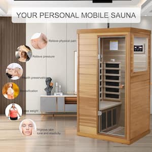 Moray 1-Person Indoor Red Cedar Infrared Sauna with 6 Far-infrared Carbon Heaters and Bluetooth Speakers