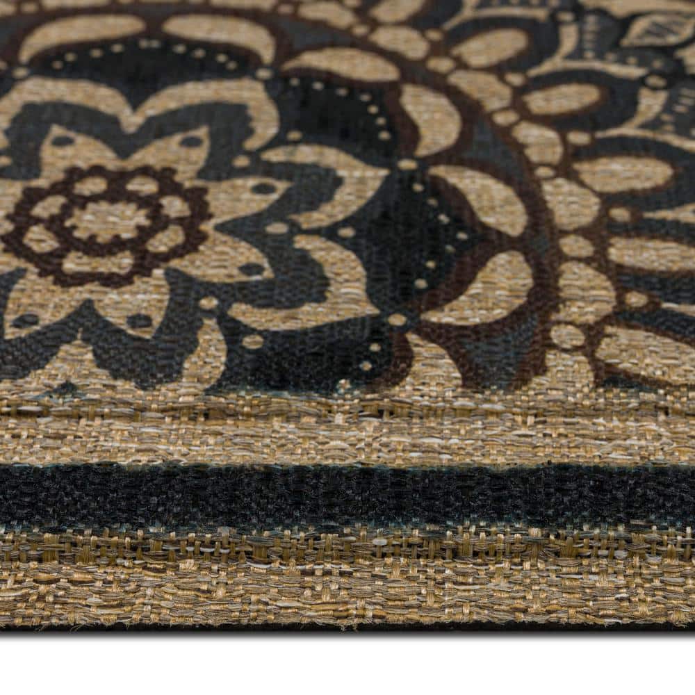 Natural Spirit Brown Ornamental Recycled Rubber Outdoor Door Mat
