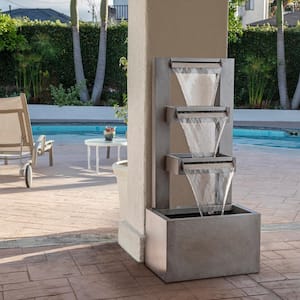 43 in. Tall Outdoor Multi-Tier Modern Industrial Metal Fountain