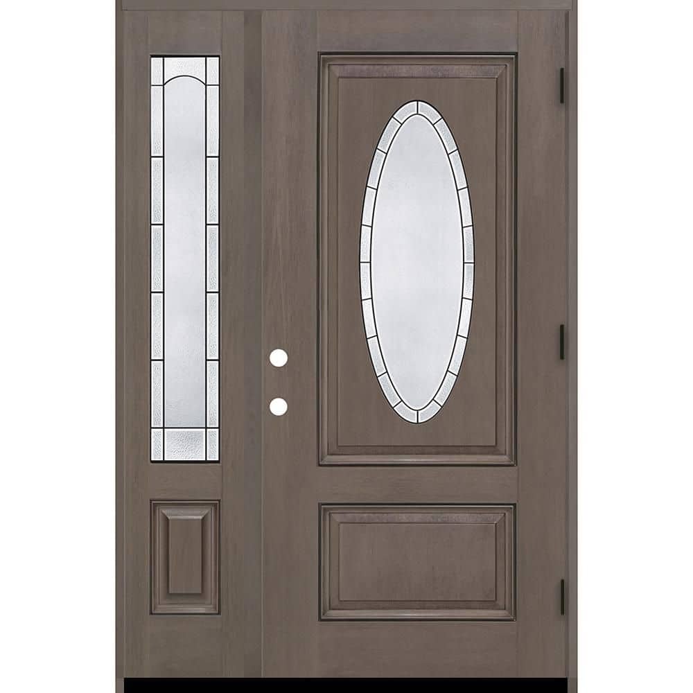 Regency 53 in. x 80 in. 3/4L Oval Empire Glass LHOS Ashwood Mahogany Fiberglass Prehung Front Door w/14in-Full SL 4-9/16 price history on PriceWatchPro