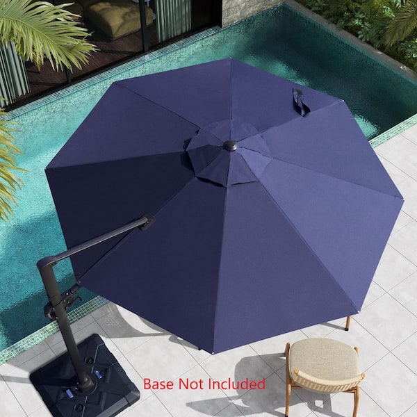 Pellebant 10 ft. Round Aluminum Outdoor 360° Rotation Adjustable Tilt Cantilever Patio Umbrella in Navy Blue