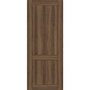 2 Panel Shaker 32 in. x 80 in. No Bore Pecan Nutwood Solid Composite Core Wood Interior Door Slab