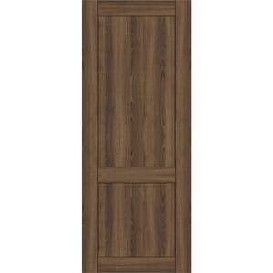 2 Panel Shaker 24 in. x 84 in. No Bore Pecan Nutwood Solid Composite Core Wood Interior Door Slab