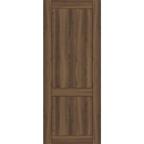 Belldinni 2-Panel Shaker 36 in. x 96 in. No Bore Pecan Nutwood Solid Composite Core Wood Interior Door Slab