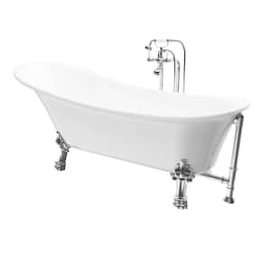 Achilles 69 in. Acrylic Ball and Clawfoot Slipper Non-Whirlpool Bathtub in White All-in-One Kit
