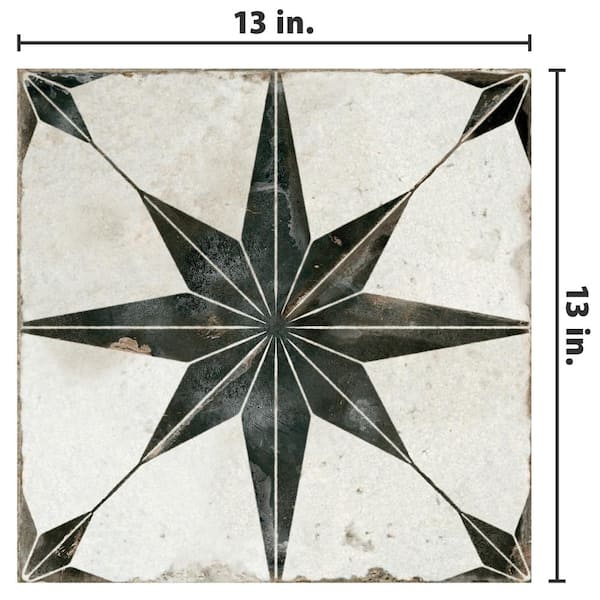 Kings　Merola　and　13　in.　FPESTRN13N　ft./Case)　in.　Depot　x　13　(12.0　Tile　Floor　Tile　Wall　sq.　Nero　Home　Star　The　North　Ceramic