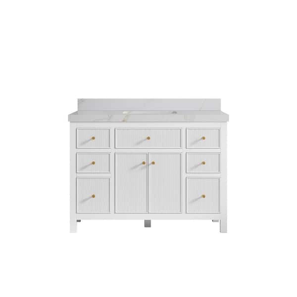 Willow Collections Sonoma 48 in. W x 22 in. D x 36 in. H Single Sink Bath Vanity in White with 2 in. Calacatta Sienna qt. Top