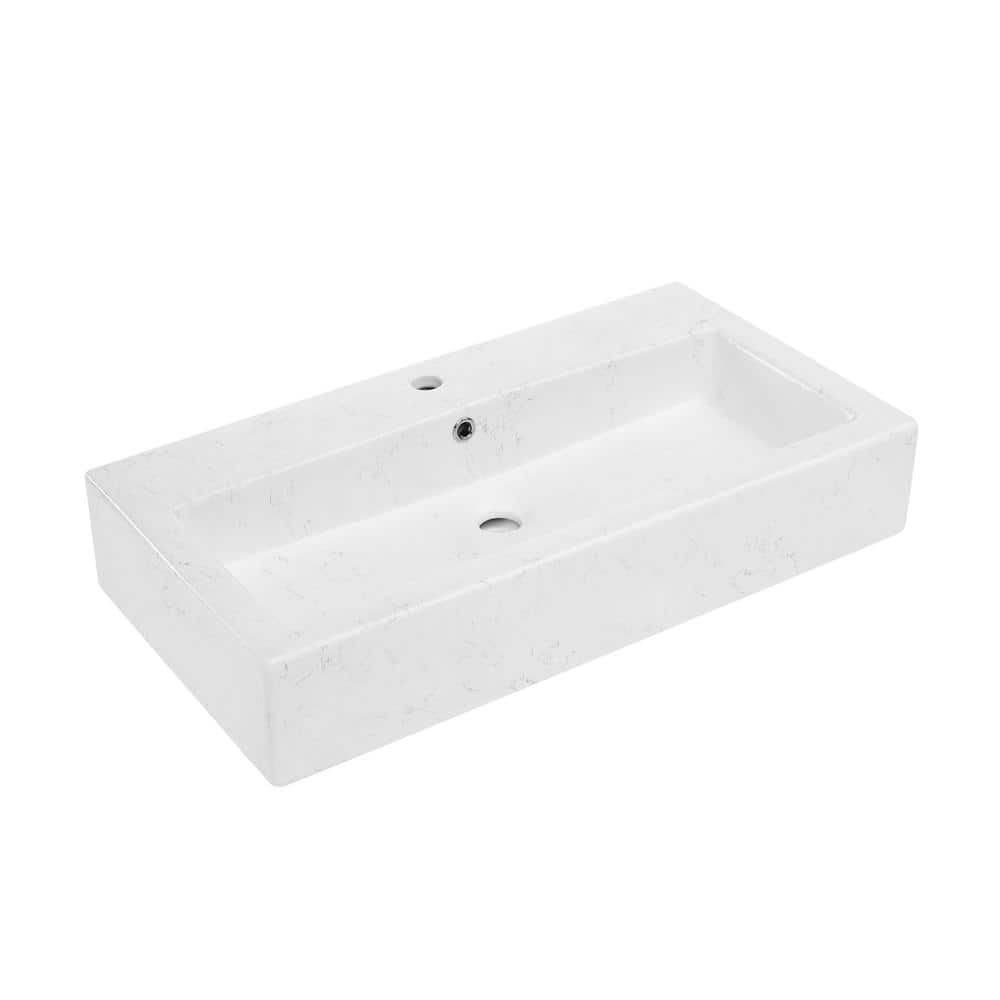 Static White Marble Ceramic Wall-Mount Sink