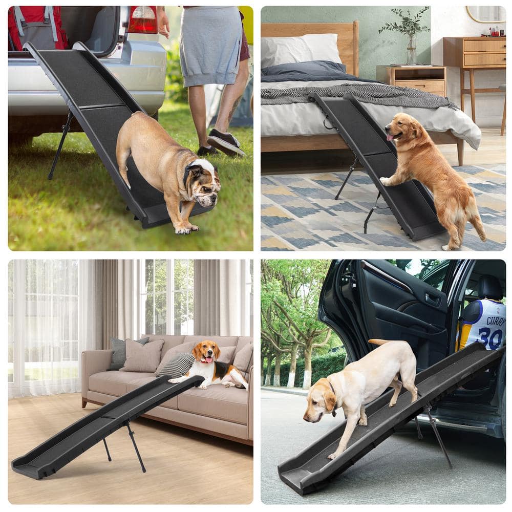 Coziwow 62-Inch Black Foldable Plastic Dog Ramp with Non-Slip Surface