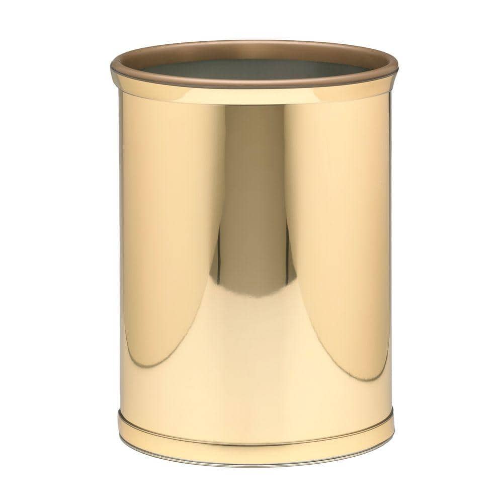 Polished Brass 15" Oval Office Wastebasket