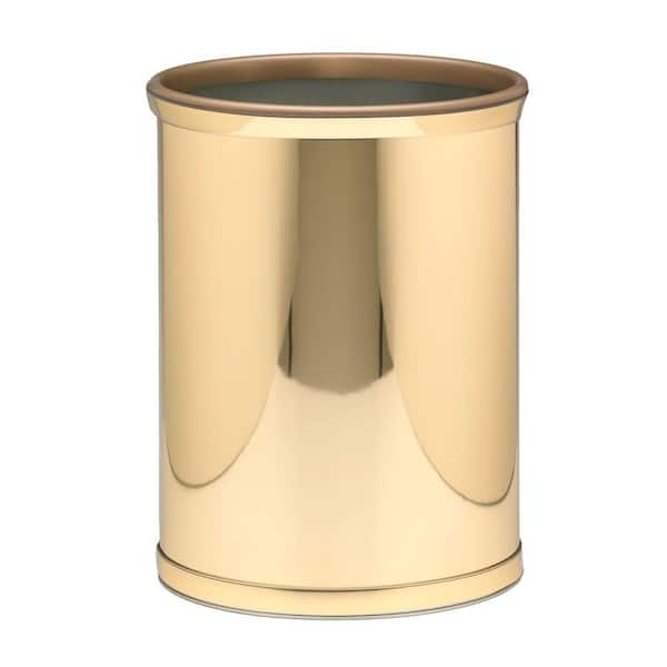 Mylar 13 Qt. Polished Brass Oval Waste Basket