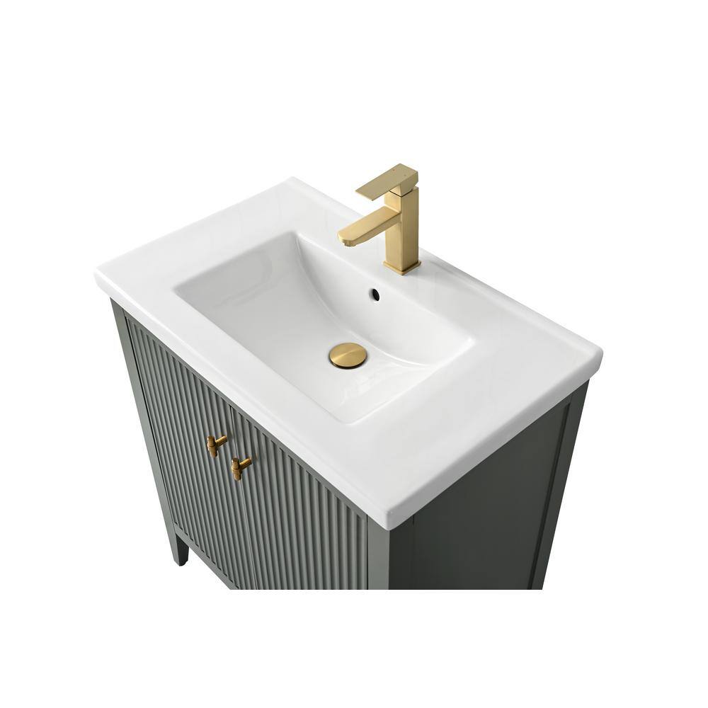 30" Green and Gold Poplar Wood Single Sink Bathroom Vanity