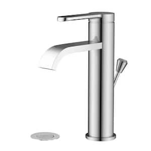 8 in. Single Handle Single Hole Bathroom Faucet with Pop-Up Drain Kit Included in Polished Chrome