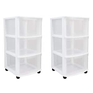 White Clear 3-Drawer Storage Chest System with Casters (2-Pack)