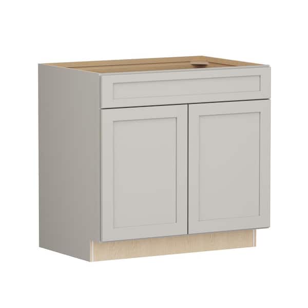 SIMPLY WOODMARK PRO Shaker Full Overlay 36 in. W. x 24 in. D x 34.5 in. H Plywood Assembled Base Kitchen Cabinet in Stone Gray