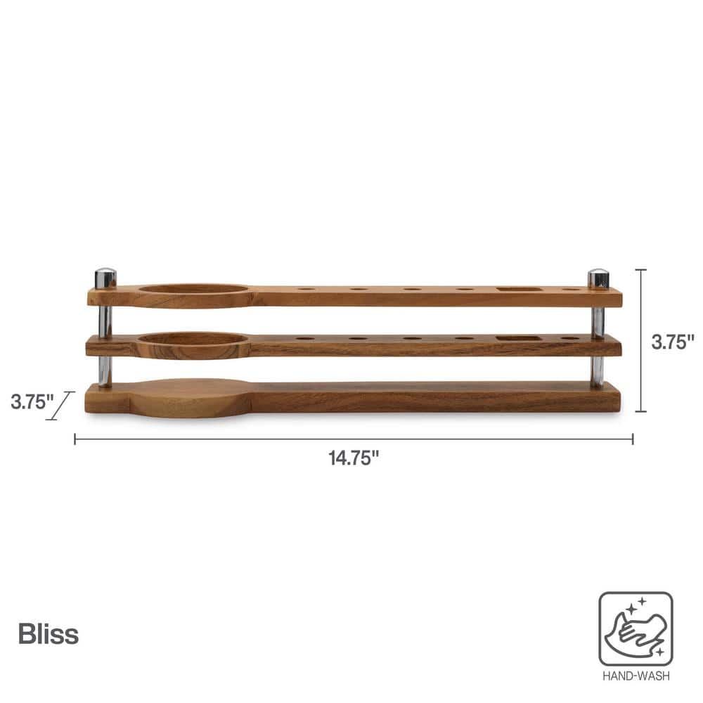 Bliss 8-Piece Stainless Steel Bar Tool Set with Acacia Wood Stand