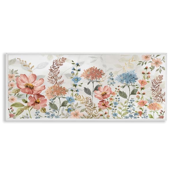 Pastel Spring Florals by Nan White Framed Giclee Art Print Nature 24 in. x 10 in.