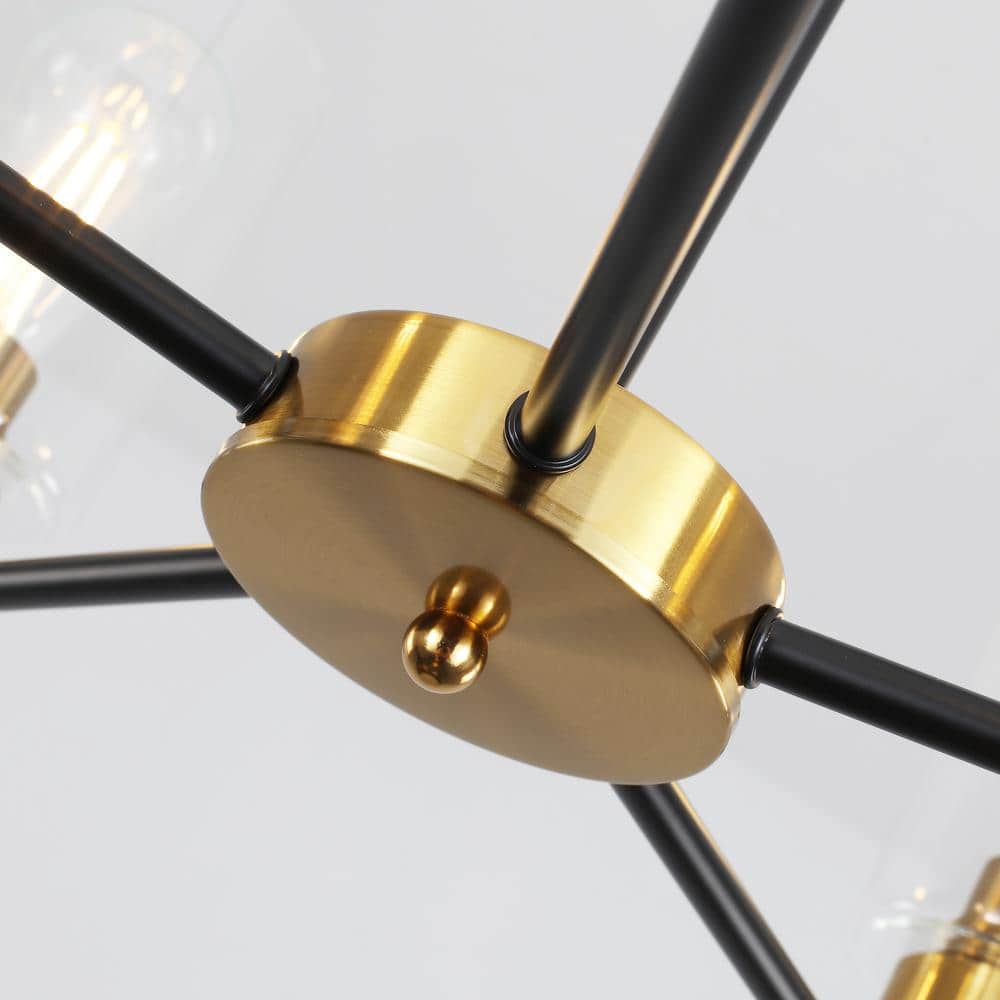 Gold and Clear Glass 5-Light Kitchen Island Chandelier