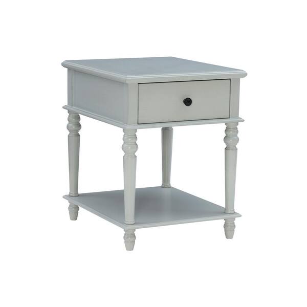 Powell Company Mahan Grey Rectangular Side Table with Drawer and Shelf