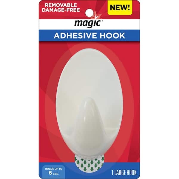 Self Adhesive Oval Hooks White Plastic Strong Stick on Wall Door 2,5,10 or  20.