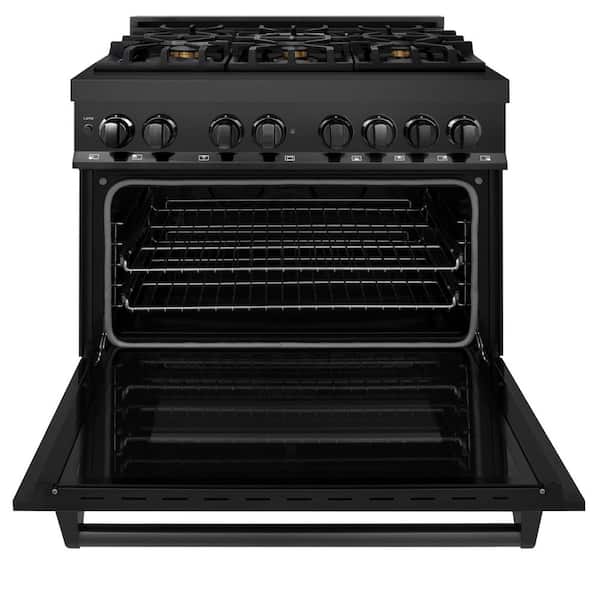 36 in. 6-Burner Dual Fuel Range with Brass Burners in Black Stainless Steel